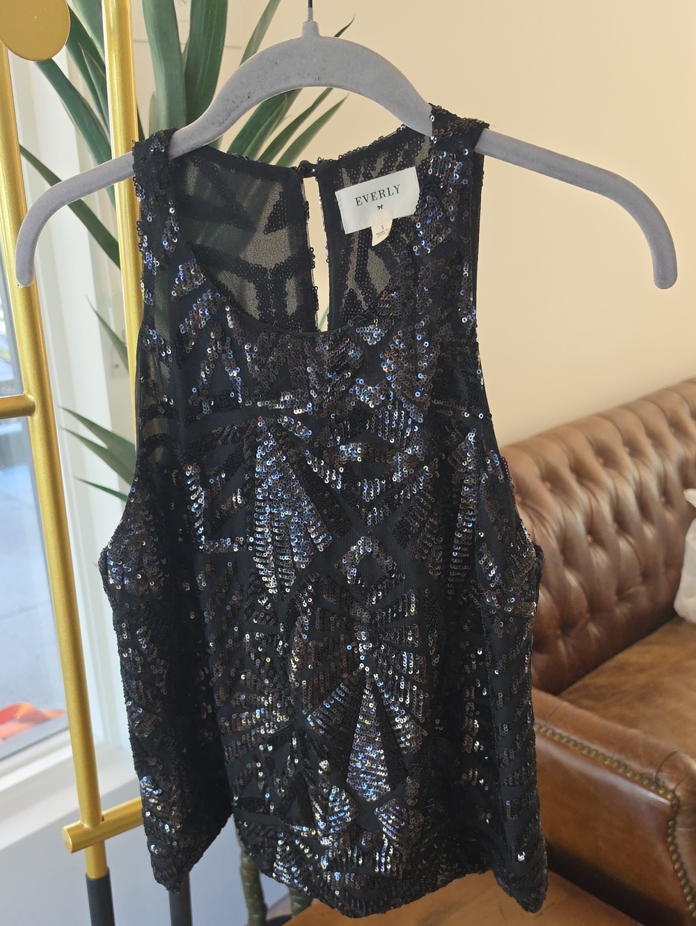Everly Black Sequin Tank Top